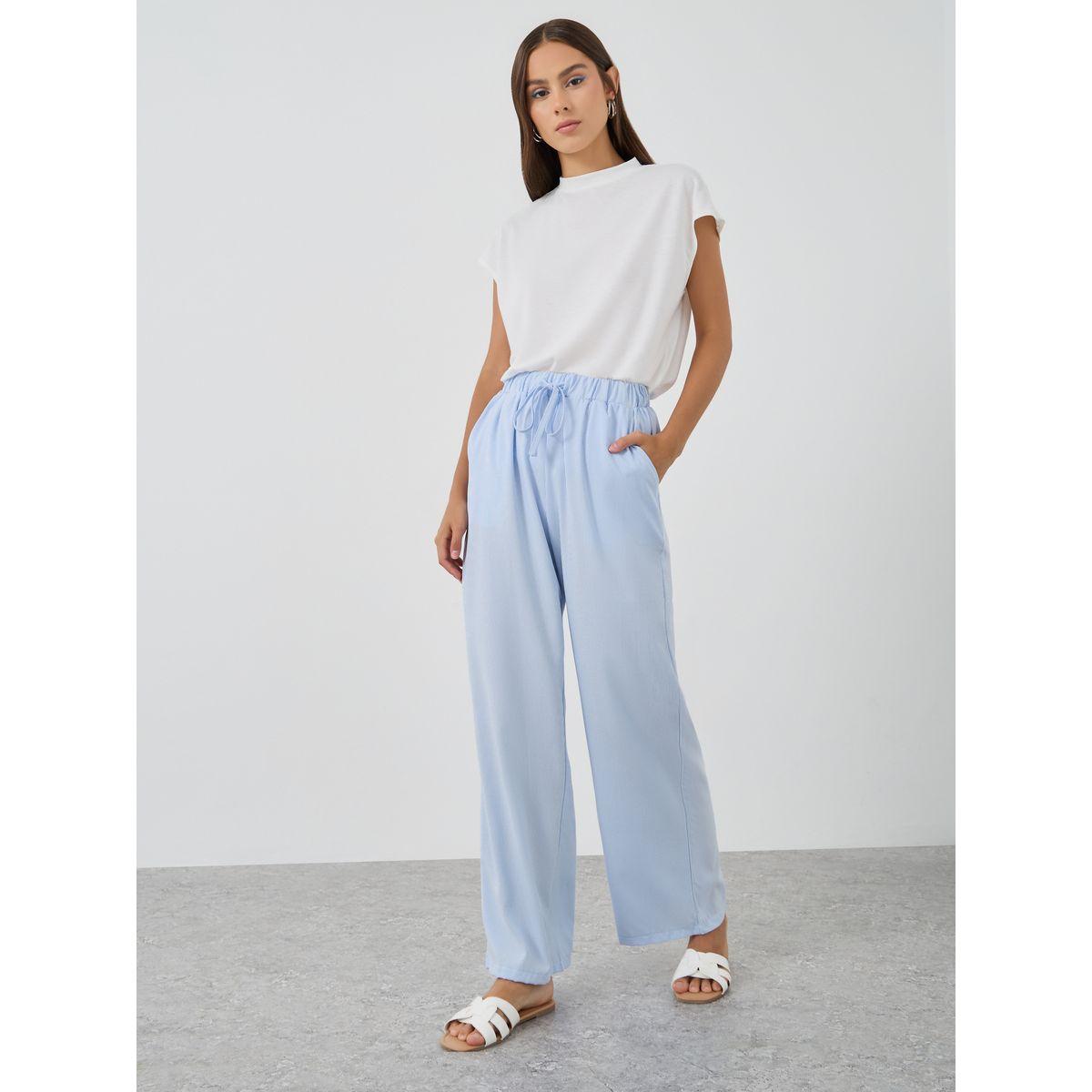 Styli Textured Striped Relaxed Fit Pants with Drawstring-women-clothing-bottoms-trousers-image-4