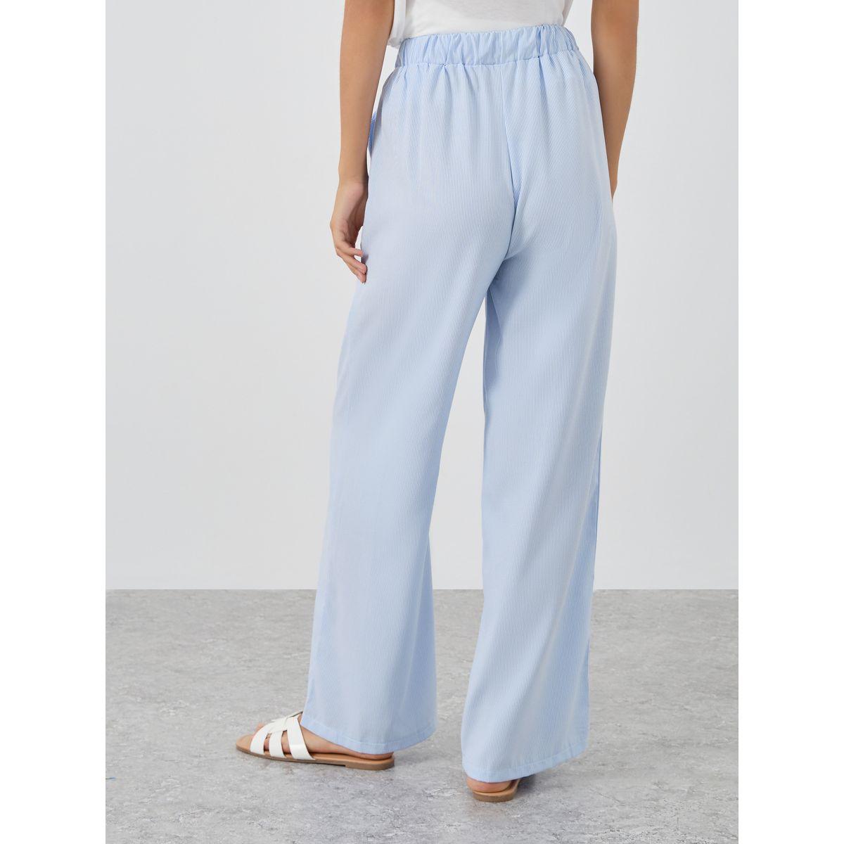 بنطال مخطط بقصة مريحة مع أربطة-women-clothing-bottoms-trousers-image-5