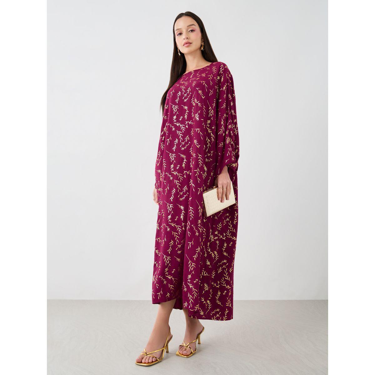 قفطان مطبع بأكمام وطواطية-women-arabicclothing-kaftan-image-1
