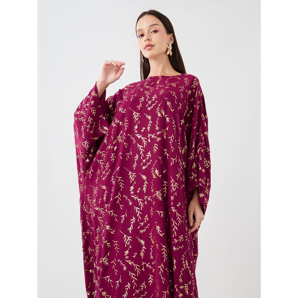 قفطان مطبع بأكمام وطواطية-women-arabicclothing-kaftan-image-2