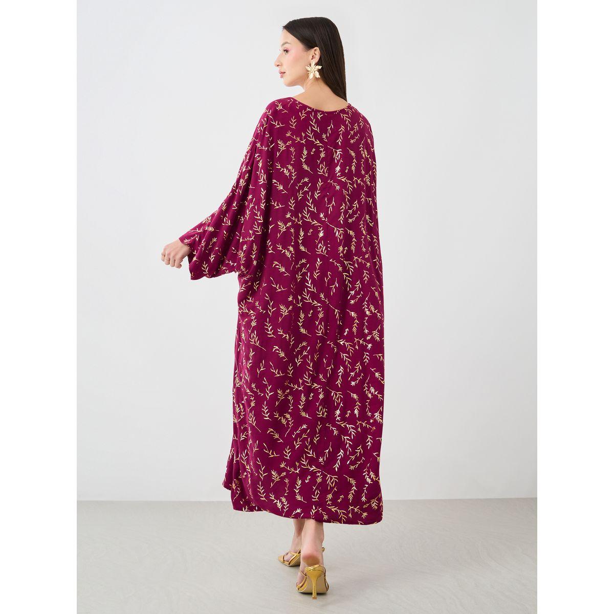 قفطان مطبع بأكمام وطواطية-women-arabicclothing-kaftan-image-4