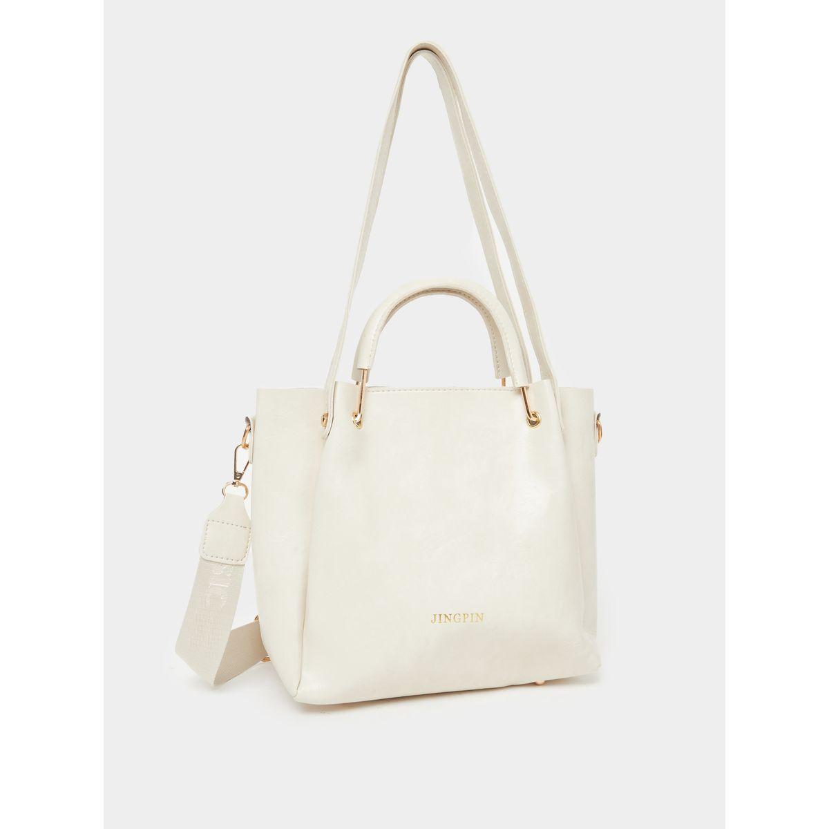 شنطة بملمس جلد صناعي بمقبض يد مزدوج-women-bagsandwallets-handbags-image-1