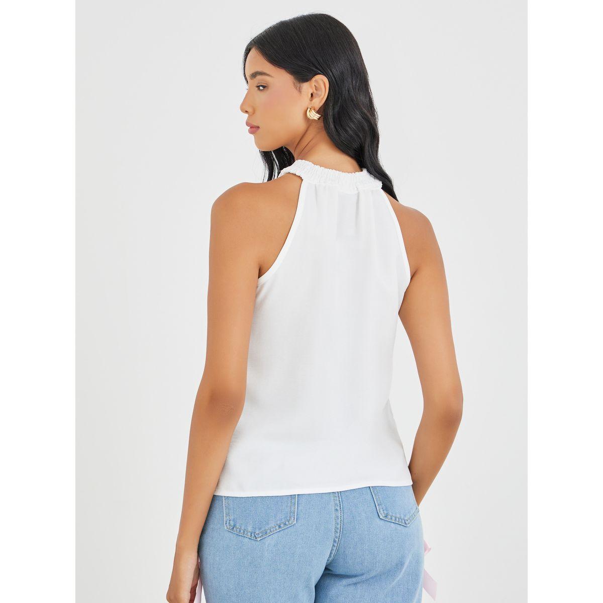 Styli Solid Halter Neck Casual Cami-women-clothing-tshirts-image-4