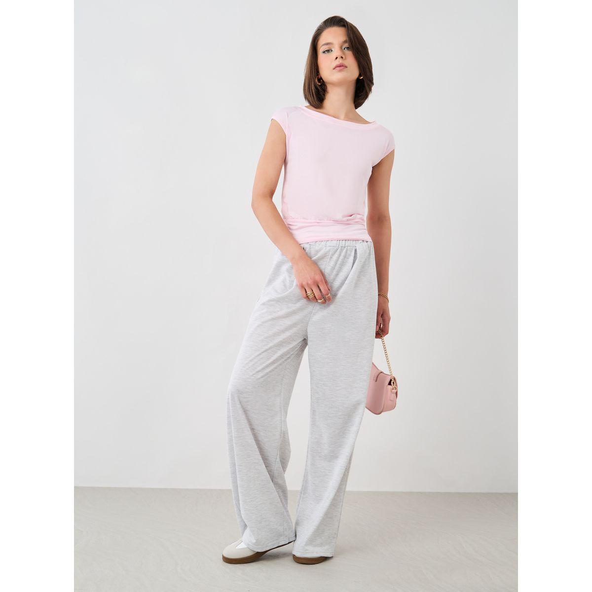 Styli Solid Round Neck Knitted Top-women-clothing-tshirts-image-2