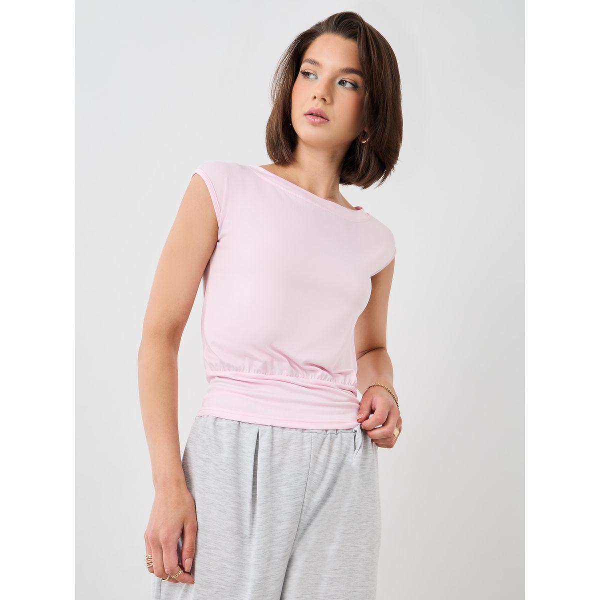 Styli Solid Round Neck Knitted Top-women-clothing-tshirts-image-4