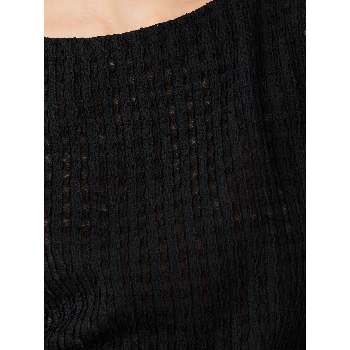 بلوزة محبوكة بلا أكمام وتفاصيل بارزة الملمس-women-clothing-tshirts-image-3