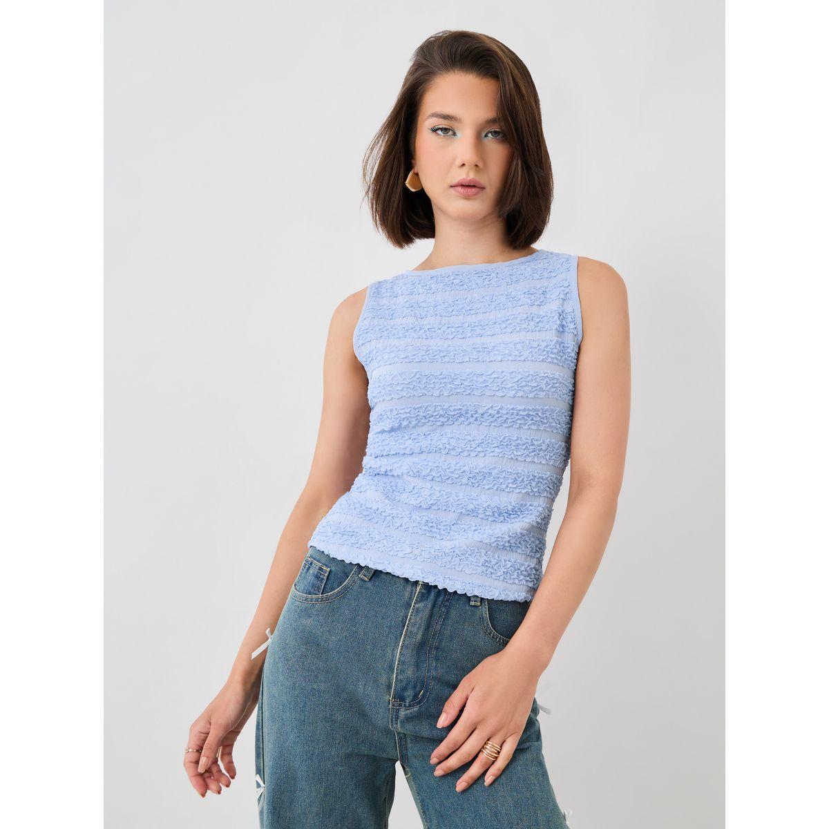 Styli Texture Sleeveless Round Neck Top-women-clothing-shirtsandblouses-blouses-image-3