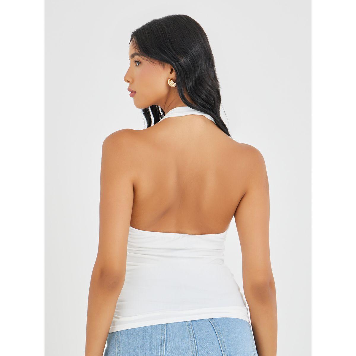 بلوزة كامي سادة بياقة هولتر-women-clothing-shirtsandblouses-blouses-image-4
