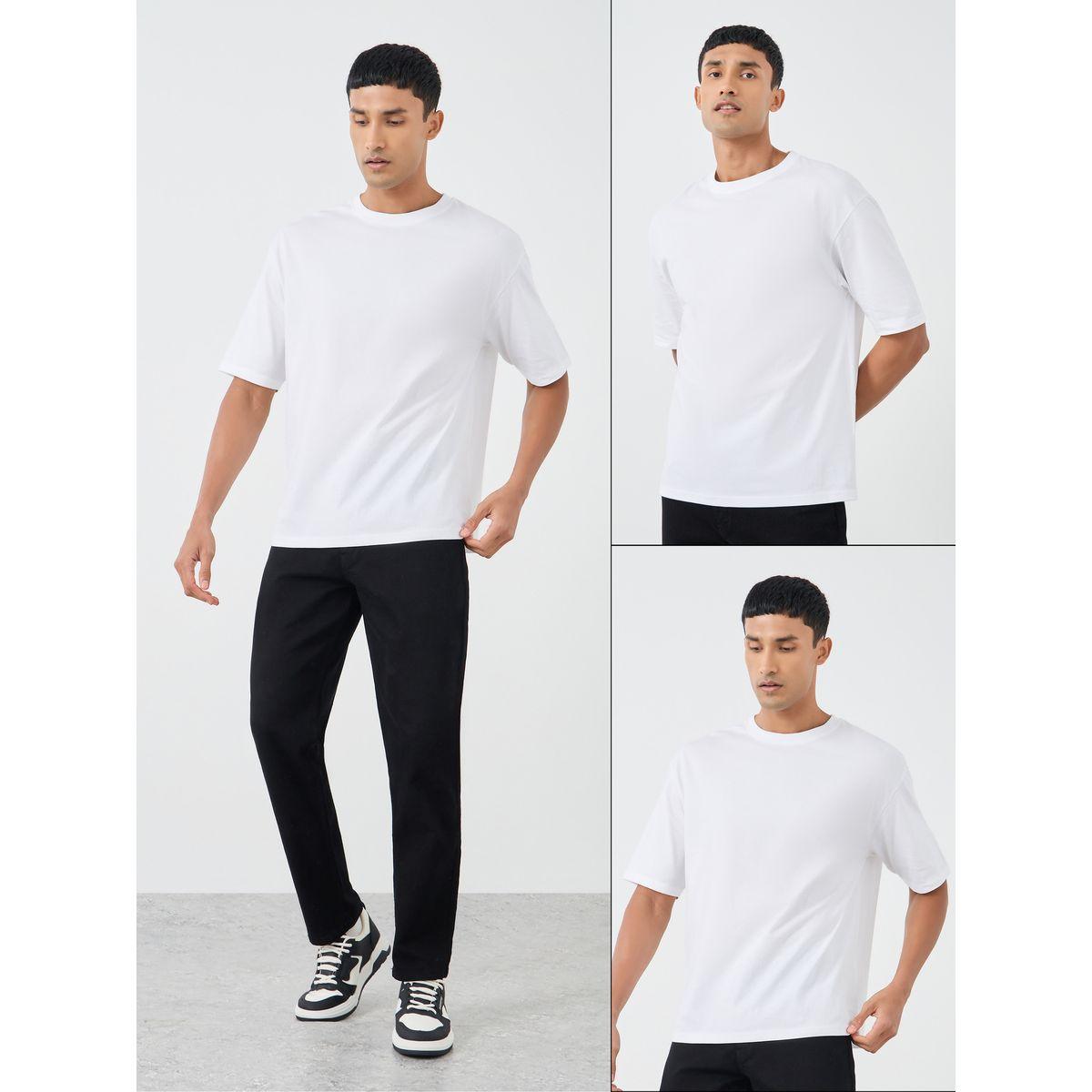 Styli Pack of 2 - Solid Crew Neck Cotton Oversized T-Shirt-men-clothing-tshirtsandpolos-tshirts-image-1