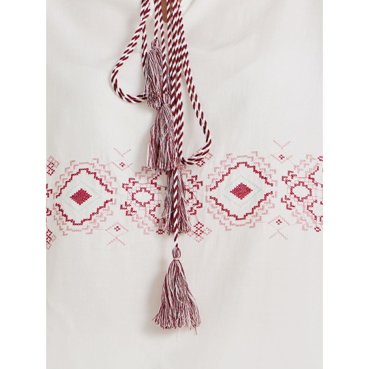 Styli Embroidered Puff Sleeve Top with Tie-Up Neck-women-clothing-shirtsandblouses-blouses-image-3