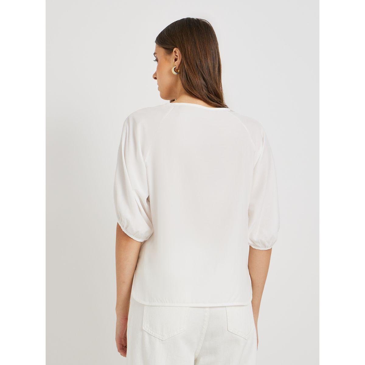 Styli Embroidered Puff Sleeve Top with Tie-Up Neck-women-clothing-shirtsandblouses-blouses-image-4