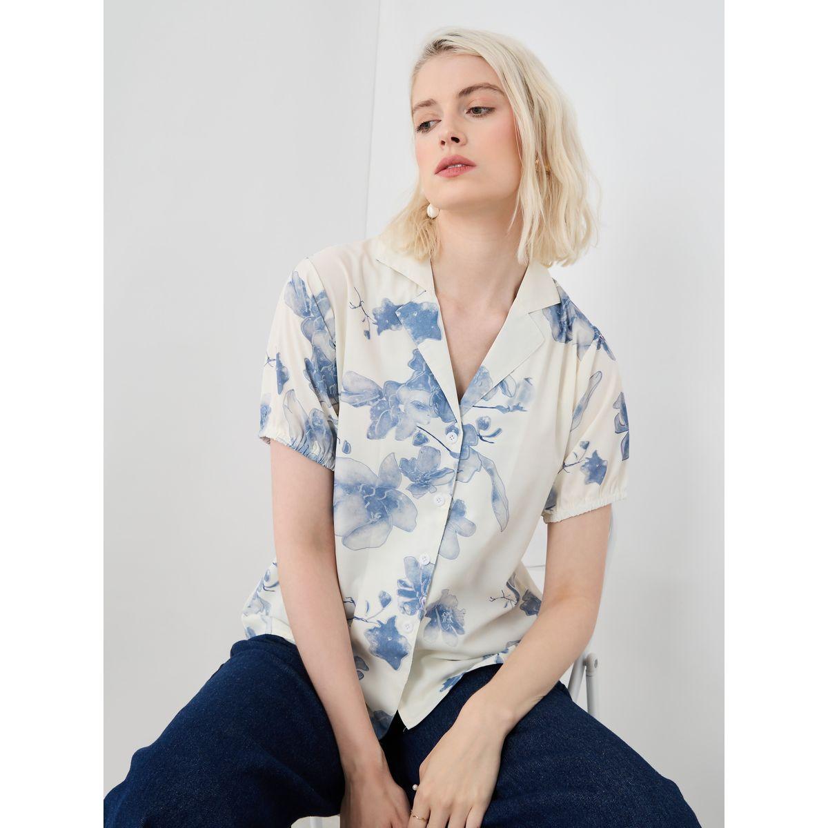 بلوزة بطبعة زهور وياقة بشق-women-clothing-shirtsandblouses-shirts-image-1