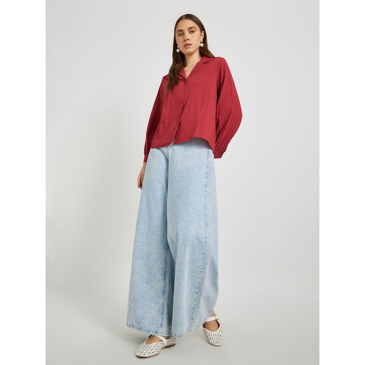 بلوزة بقصة عادية وأكمام بالون-women-clothing-shirtsandblouses-shirts-image-2