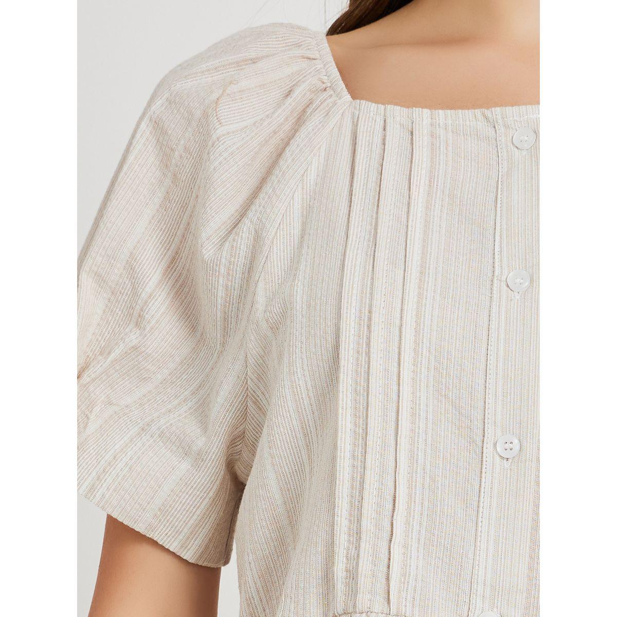 Styli Texture Puff Sleeve Buttoned Blouse-women-clothing-shirtsandblouses-blouses-image-3