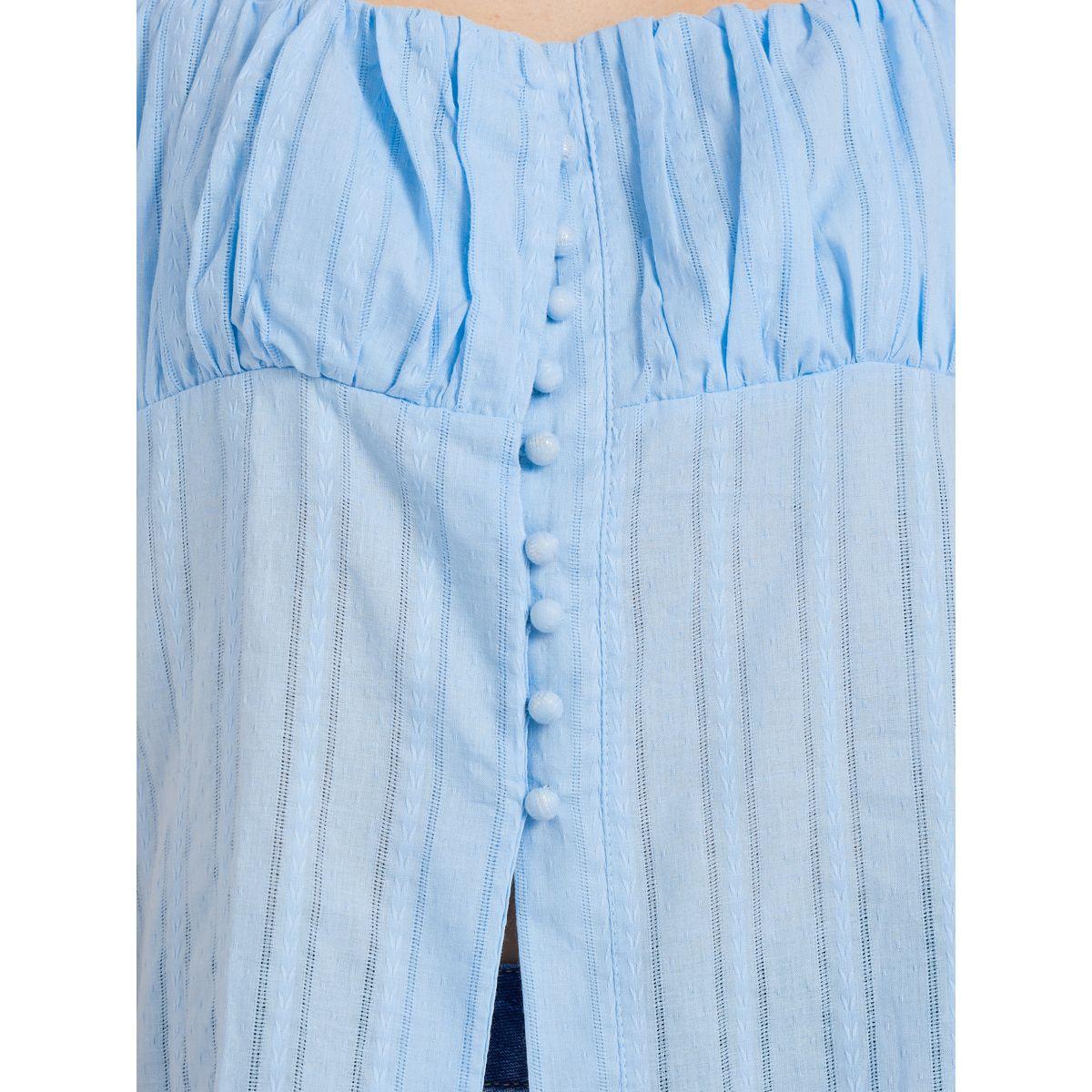 Styli Textured Puff Sleeve Square Neck Buttoned Top-women-clothing-shirtsandblouses-blouses-image-4