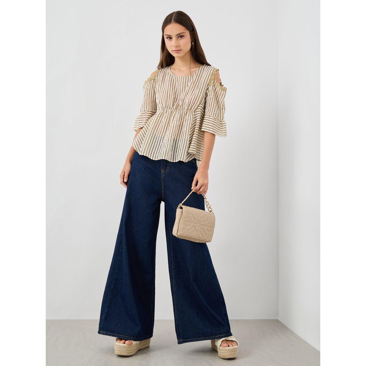 بلوزة مخططة بتفاصيل دانتيل وفتحات-women-clothing-shirtsandblouses-blouses-image-2