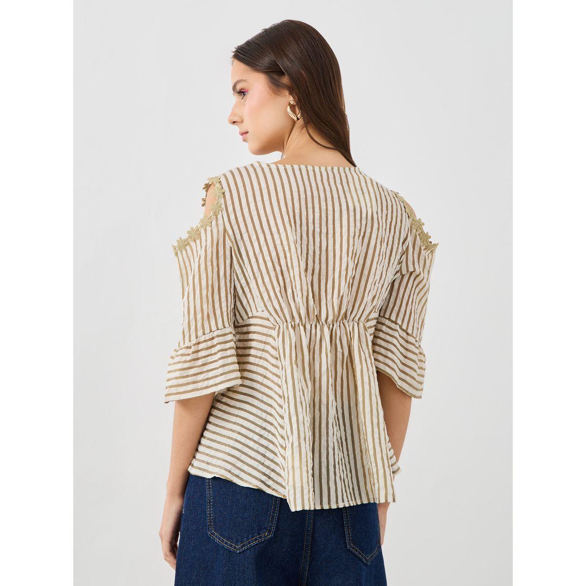 بلوزة مخططة بتفاصيل دانتيل وفتحات-women-clothing-shirtsandblouses-blouses-image-4