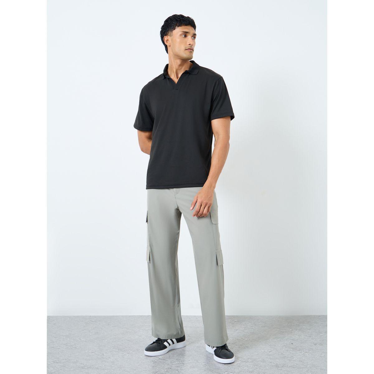 Styli Men Black Plain Regular Fit Polo-men-clothing-tshirtsandpolos-polos-image-2