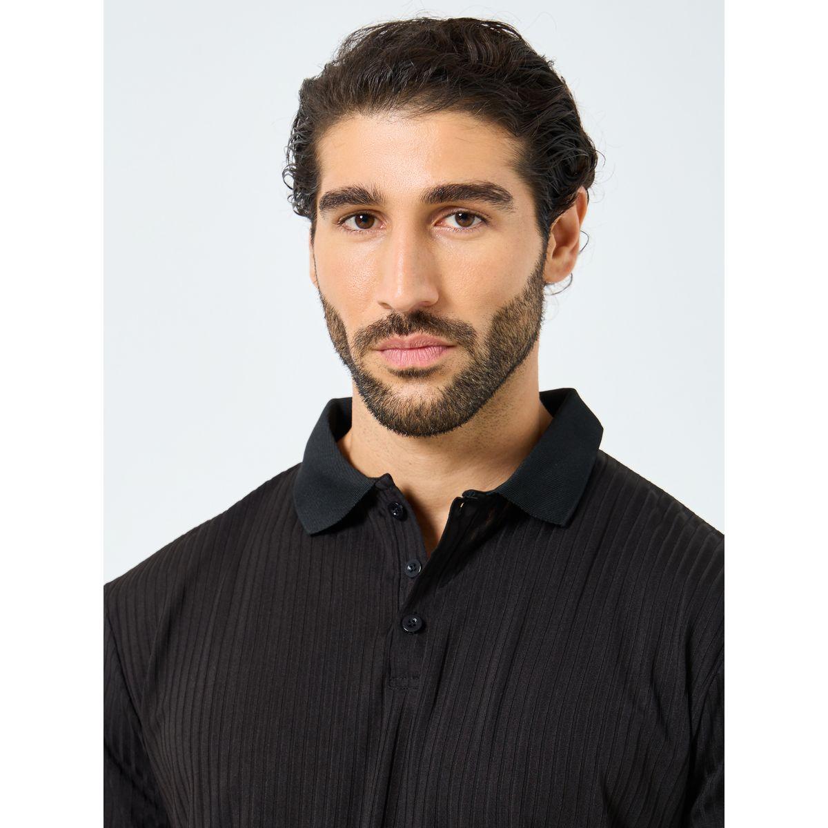 Styli Black Solid Regular Fit Polo T-Shirt-men-clothing-tshirtsandpolos-polos-image-4