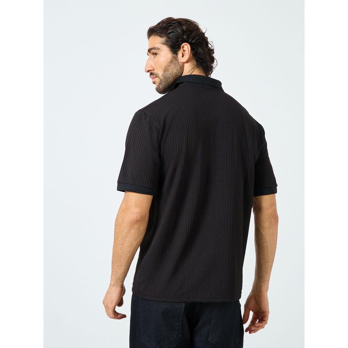 Styli Black Solid Regular Fit Polo T-Shirt-men-clothing-tshirtsandpolos-polos-image-5