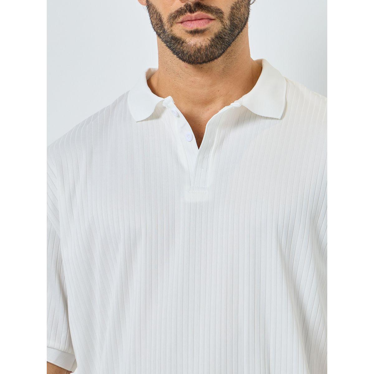 Styli White Textured Regular Fit Polo T-Shirt-men-clothing-tshirtsandpolos-polos-image-3