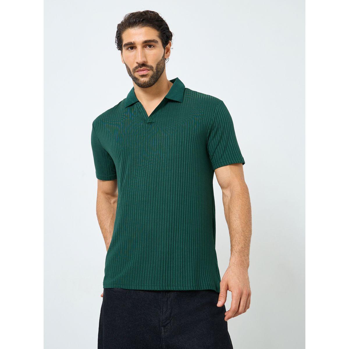 Styli Green Textured Regular Fit Polo T-Shirt-men-clothing-tshirtsandpolos-polos-image-1
