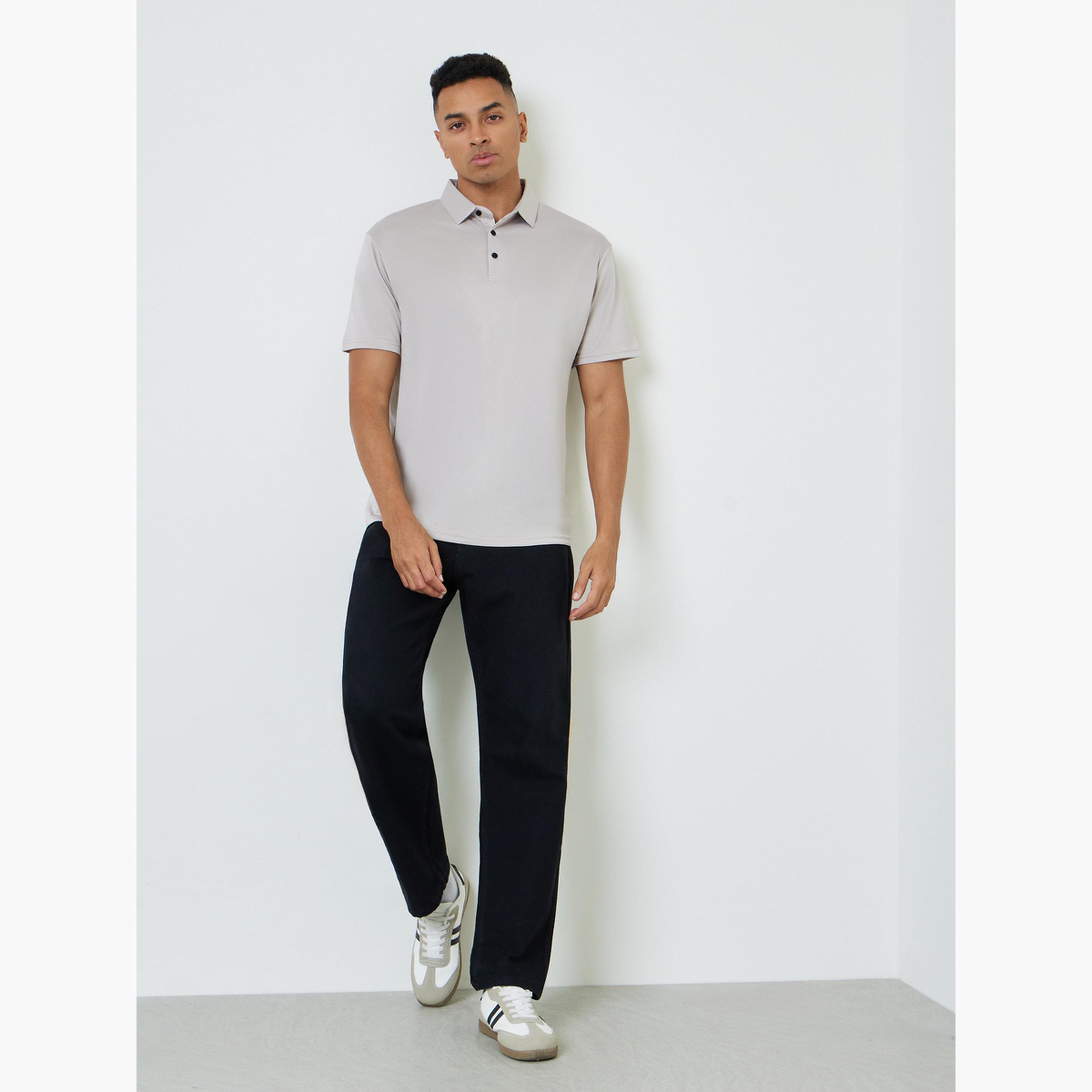 تيشيرت بولو سادة بقصة عادية للرجال-men-clothing-tshirtsandpolos-polos-image-2