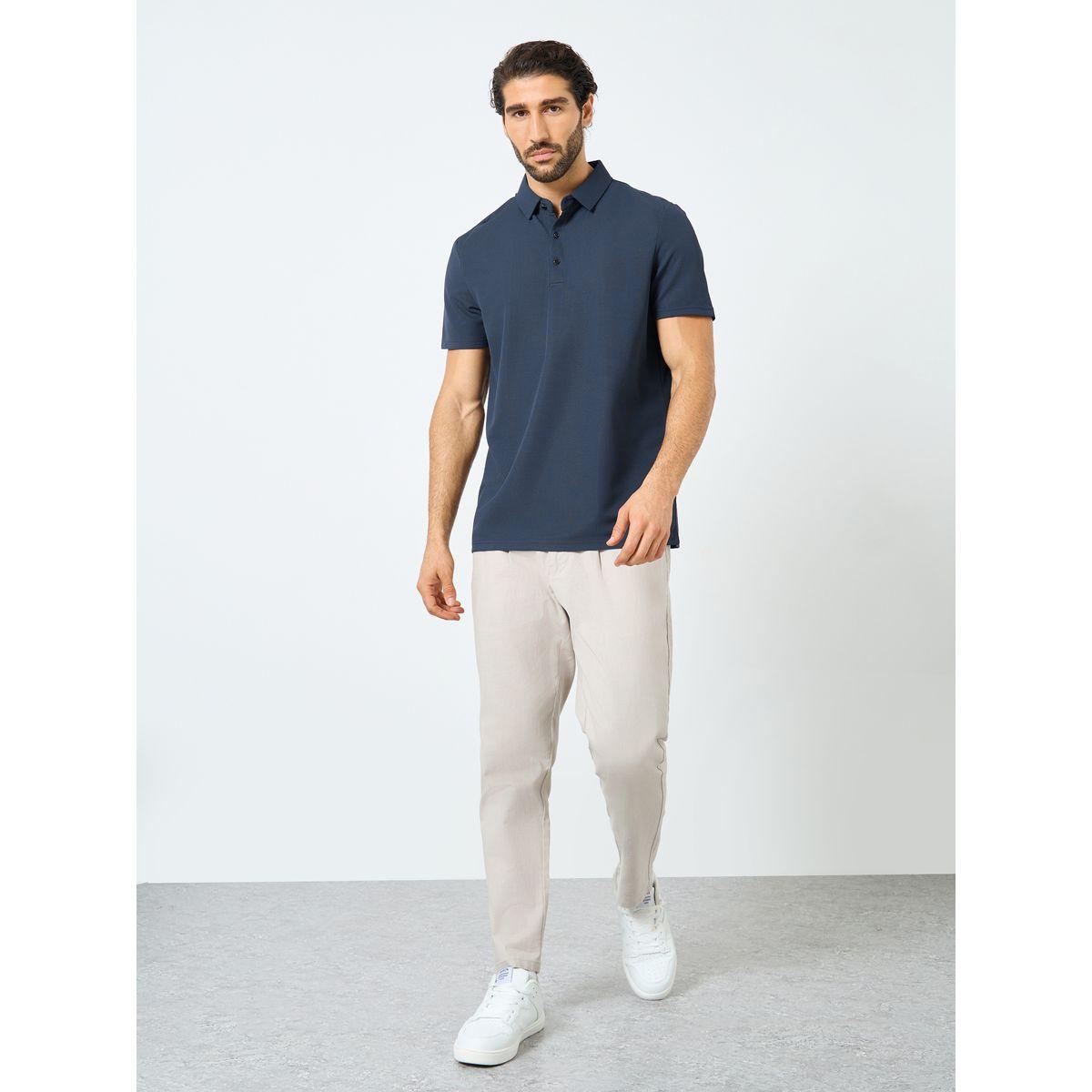 Styli Men Navy Blue Solid Regular Fit Polo-men-clothing-tshirtsandpolos-polos-image-2