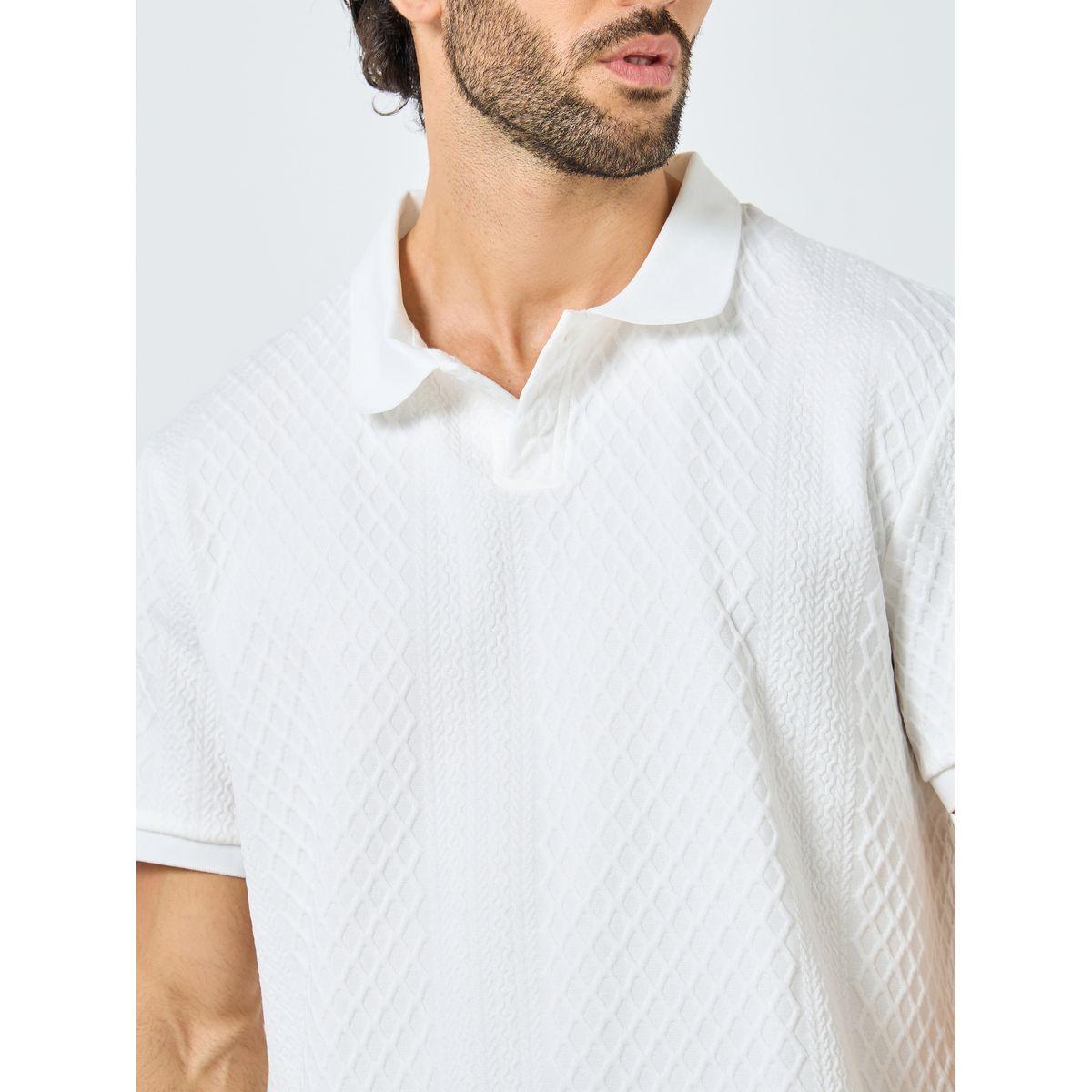 Styli Men White Textured Regular Fit Polo-men-clothing-tshirtsandpolos-polos-image-4