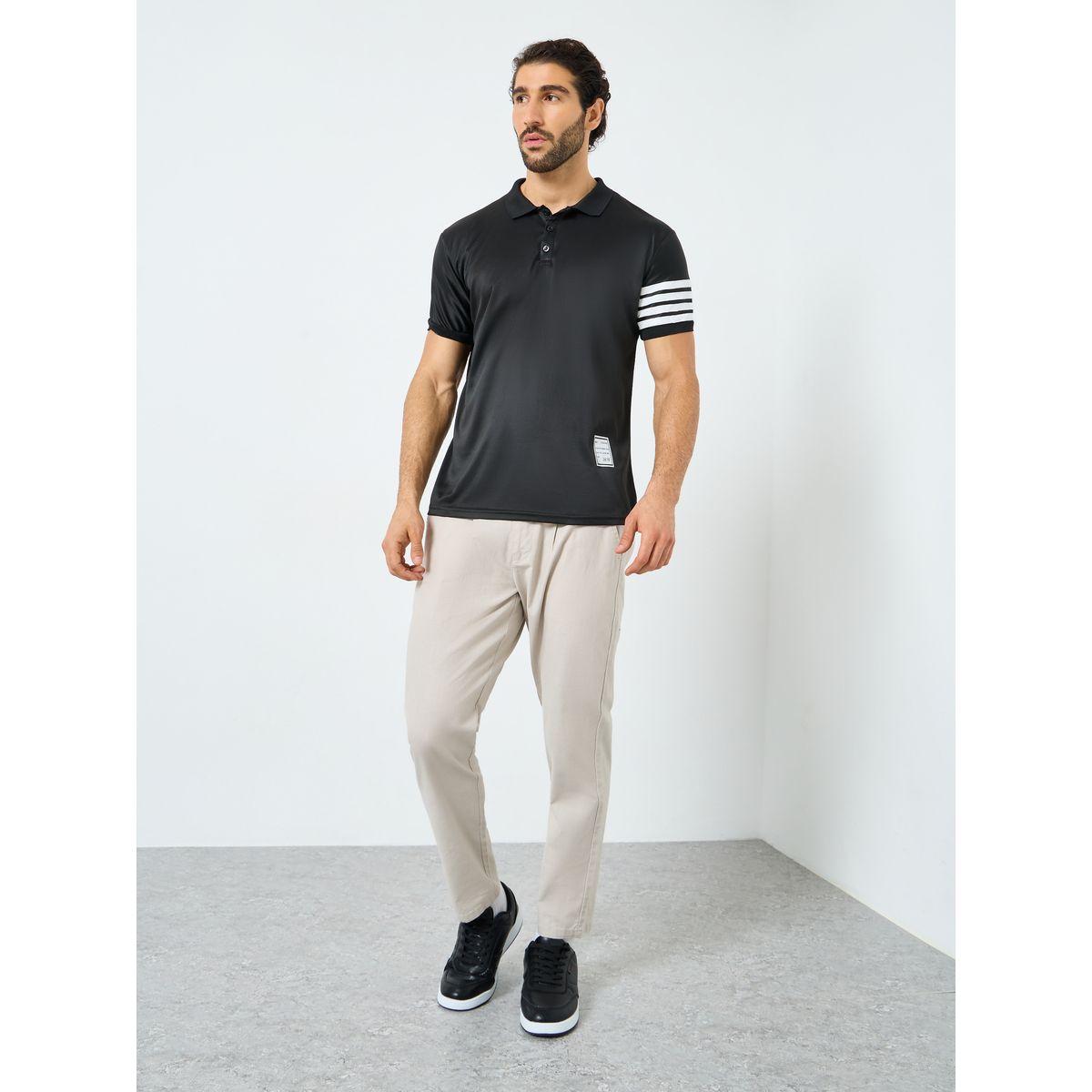 Styli Men Black Regular Fit Striped Print Polo-men-clothing-tshirtsandpolos-polos-image-2