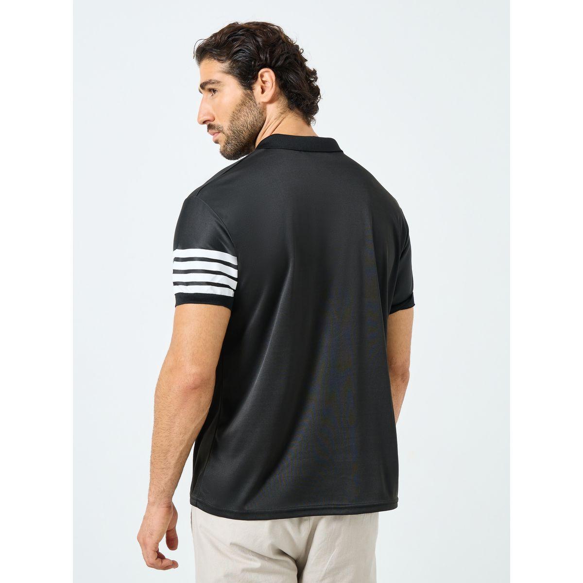 Styli Men Black Regular Fit Striped Print Polo-men-clothing-tshirtsandpolos-polos-image-4