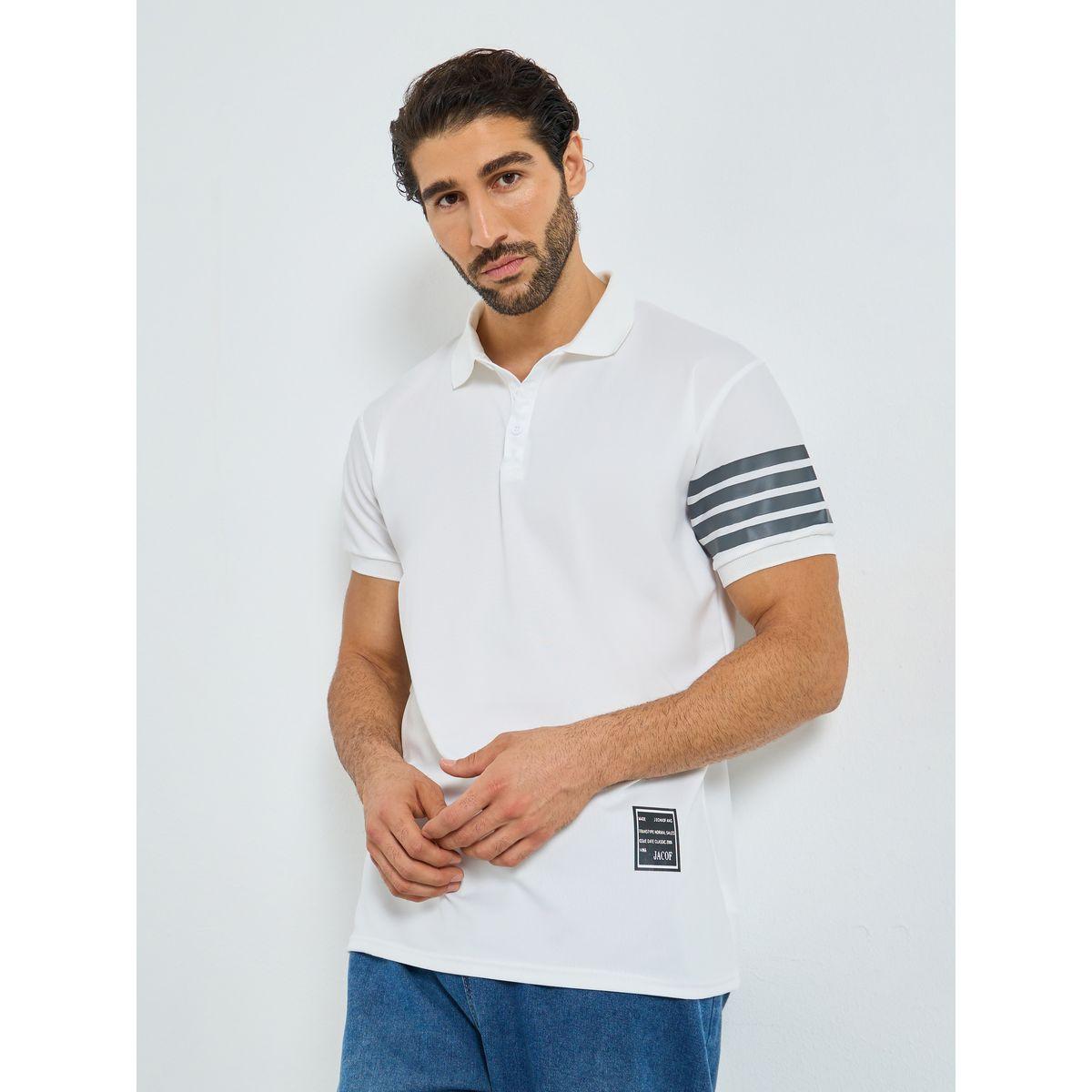 Styli Men White Regular Fit Striped Print Polo-men-clothing-tshirtsandpolos-polos-image-1