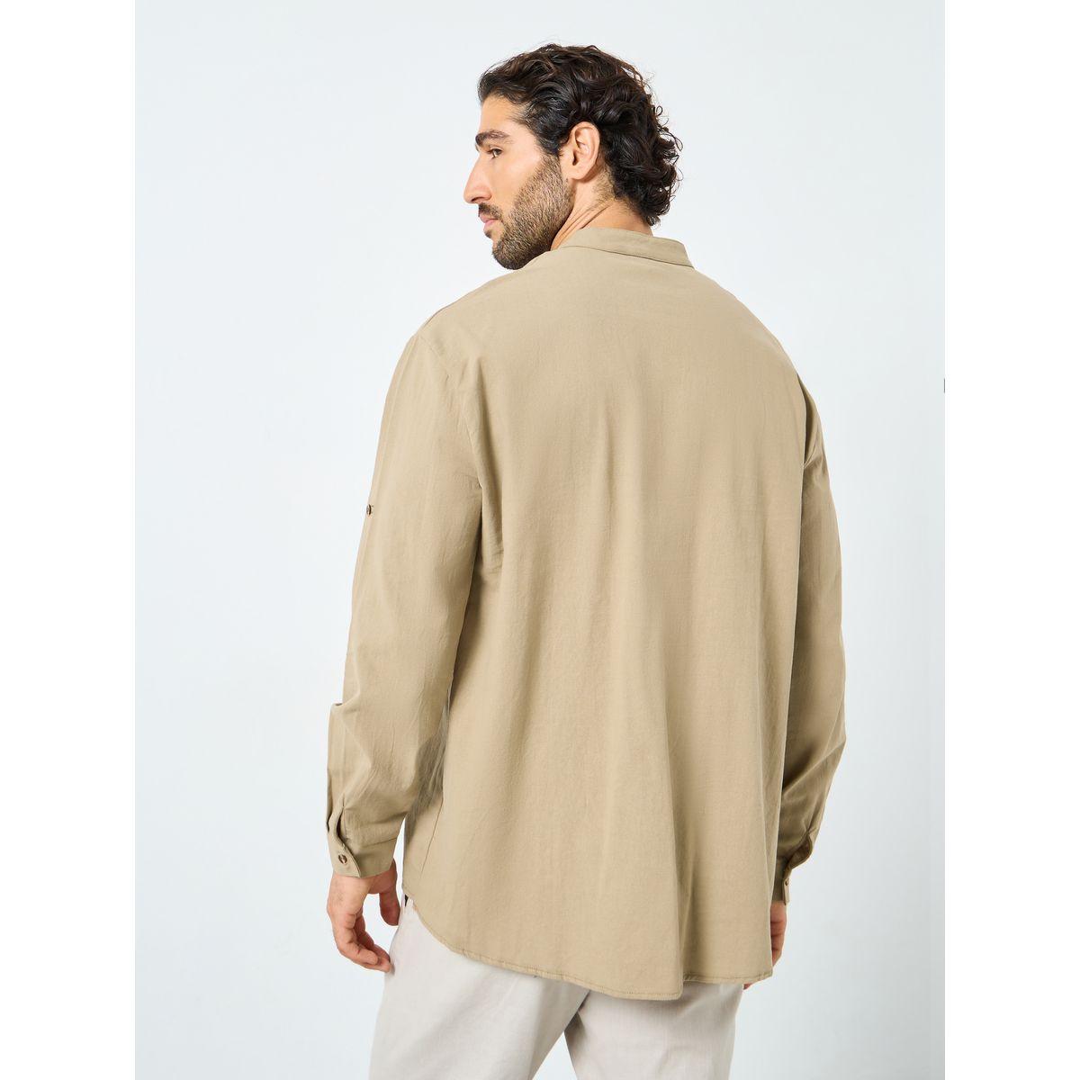قميص بقصة عادية وياقة ماندارين-men-clothing-shirts-image-5