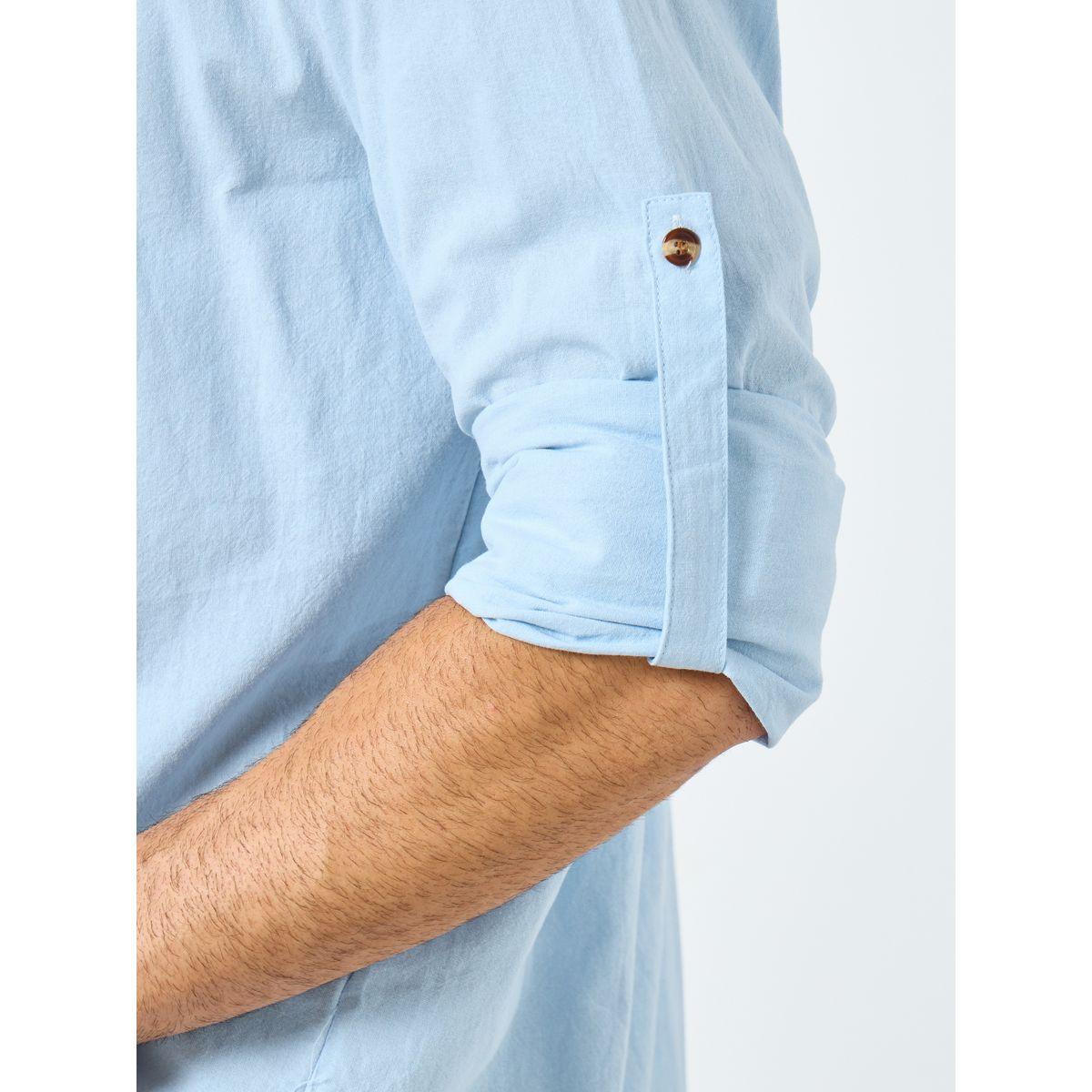 Styli Men Mandarin Collar Half Placket Regular Fit Shirt-men-clothing-shirts-image-4