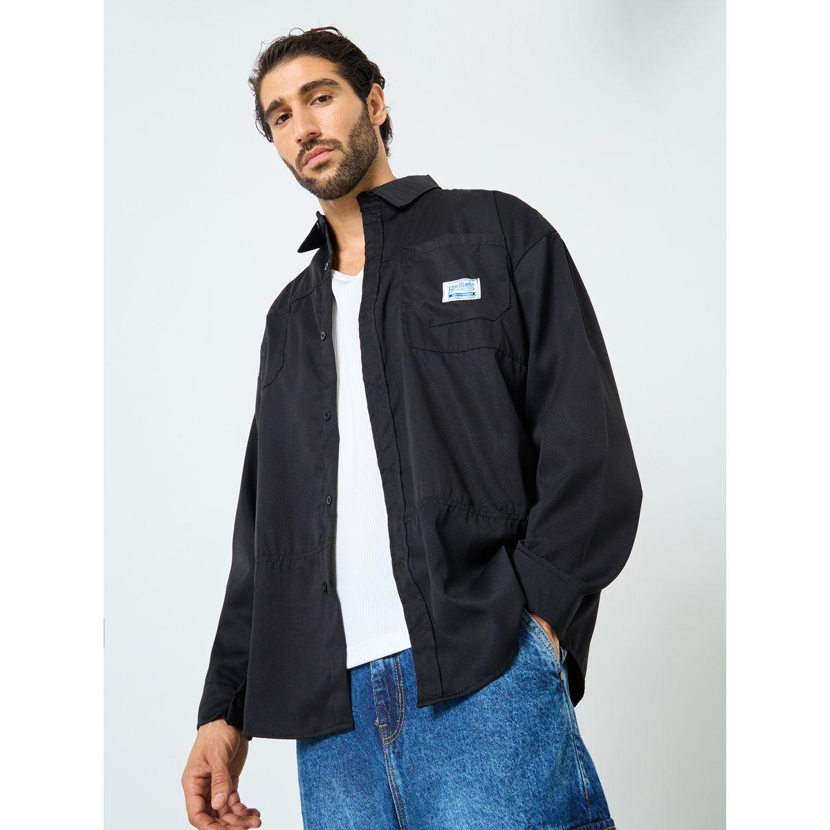 Styli Men Beige Oversized Utility Shacket-men-clothing-shirts-image-1