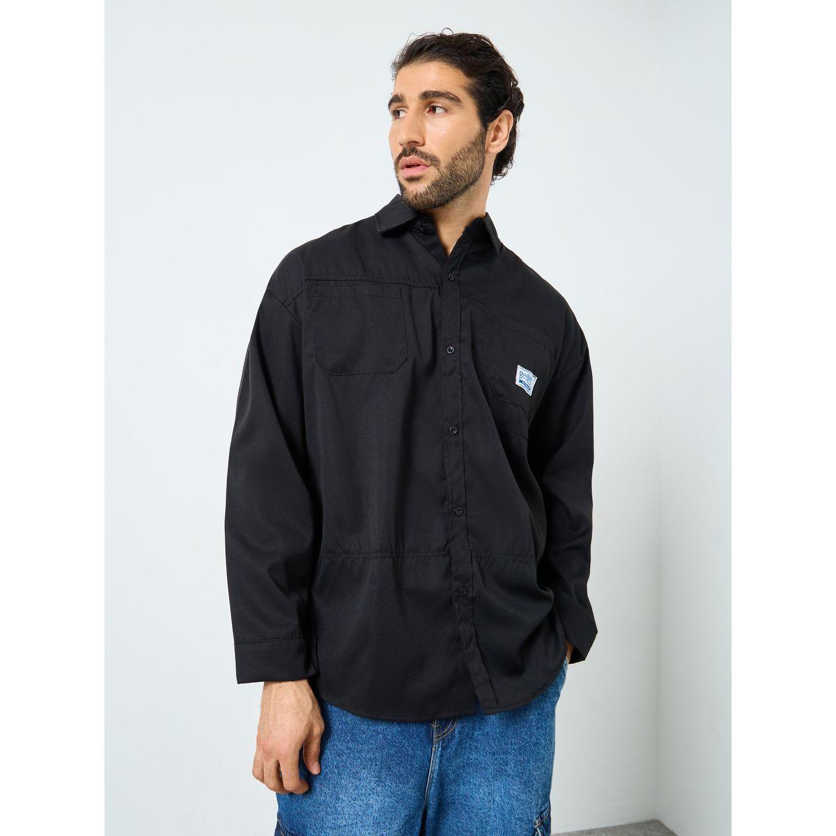 Styli Men Beige Oversized Utility Shacket-men-clothing-shirts-image-3
