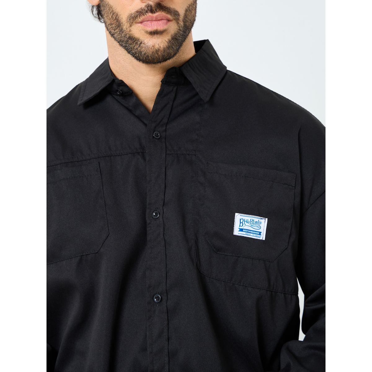 Styli Men Beige Oversized Utility Shacket-men-clothing-shirts-image-4