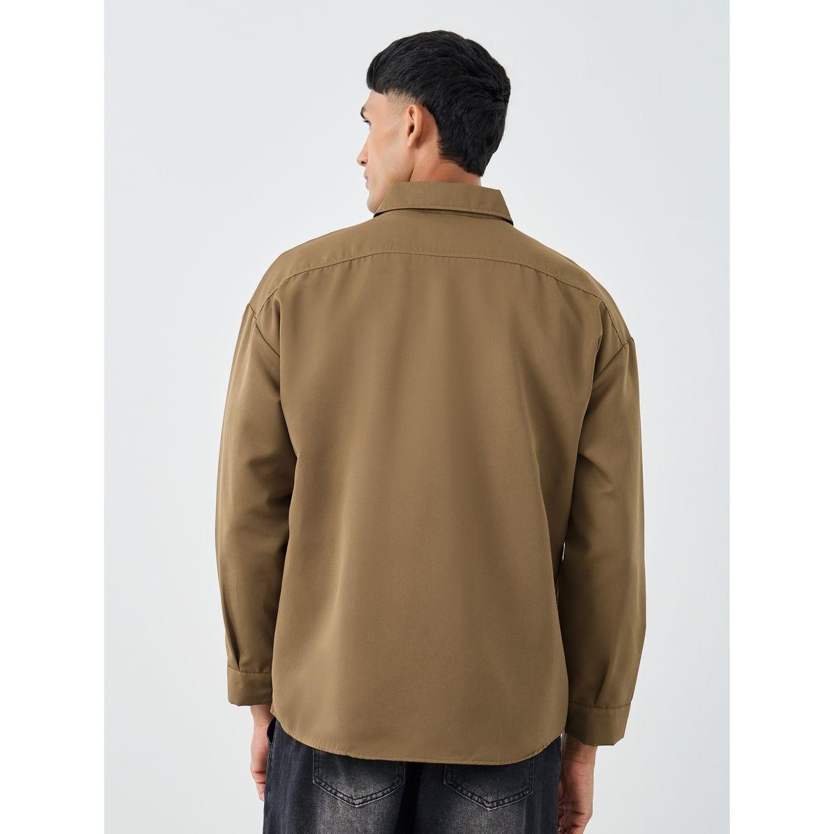 Styli Men Beige Oversized Utility Shacket-men-clothing-shirts-image-5