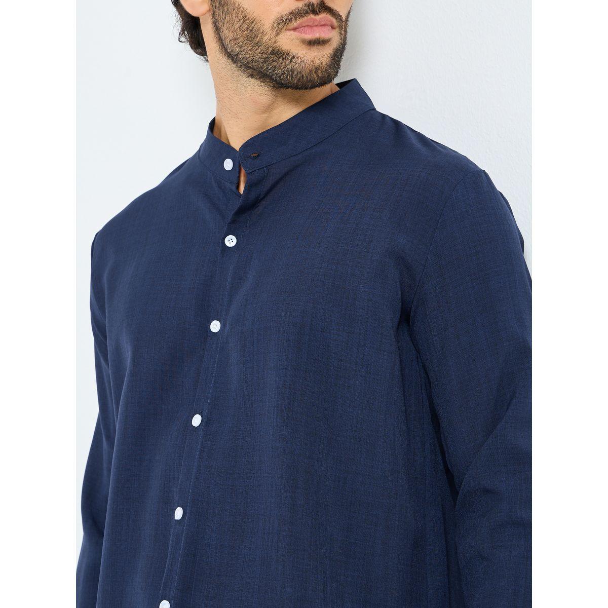 قميص بقصة عادية وياقة ماندارين-men-clothing-shirts-image-3