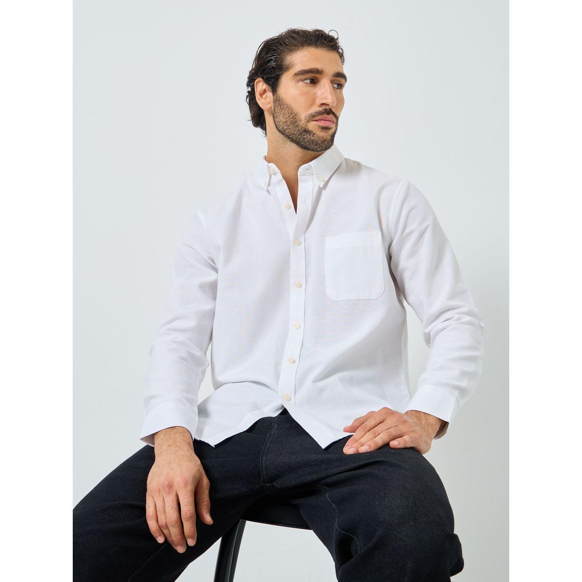 قميص بقصة عادية وأكمام طويلة-men-clothing-shirts-image-1