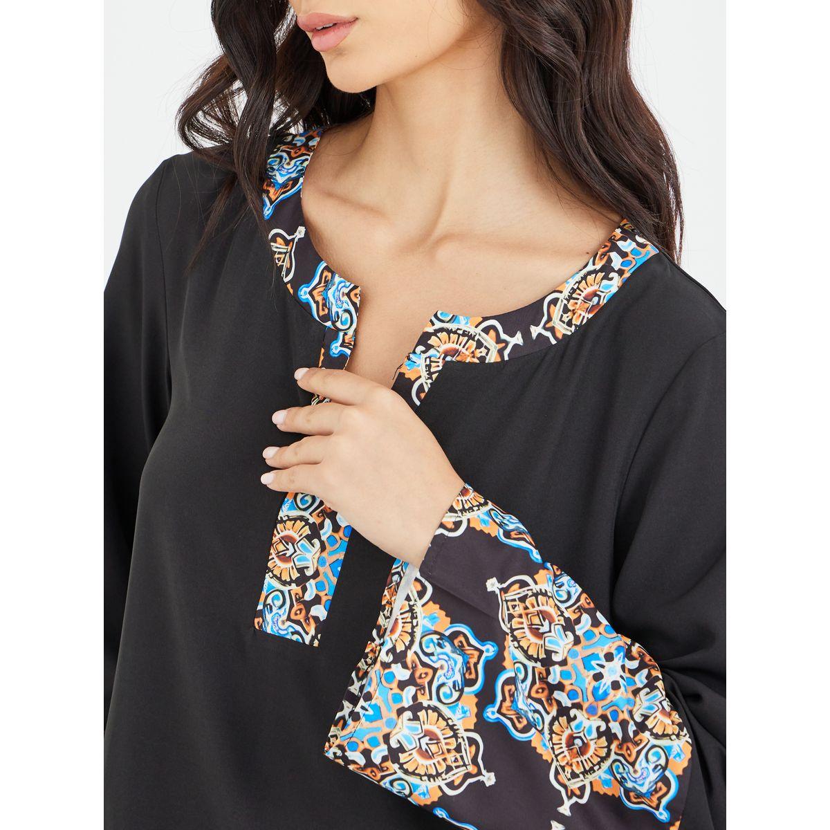 جلابية مطبعة بحافة واسعة وياقة بشق-women-arabicclothing-jalabiyas-image-4