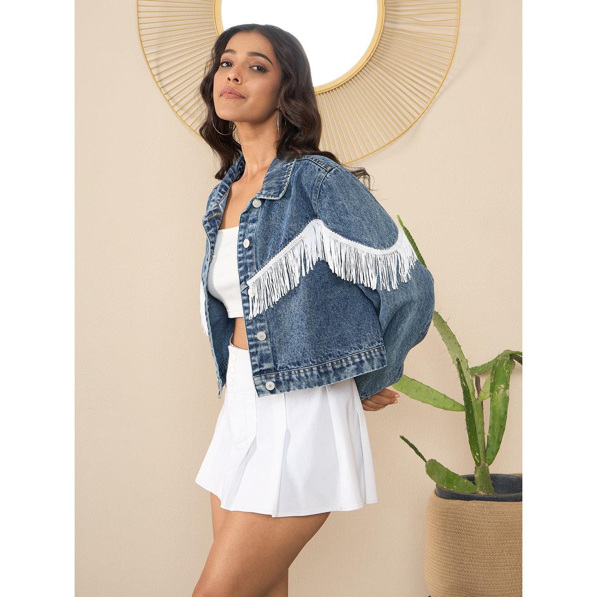 Stylestone X Styli Denim Buttoned Crop Jacket with Front Fringes-women-clothing-coatsandjackets-jackets-image-3