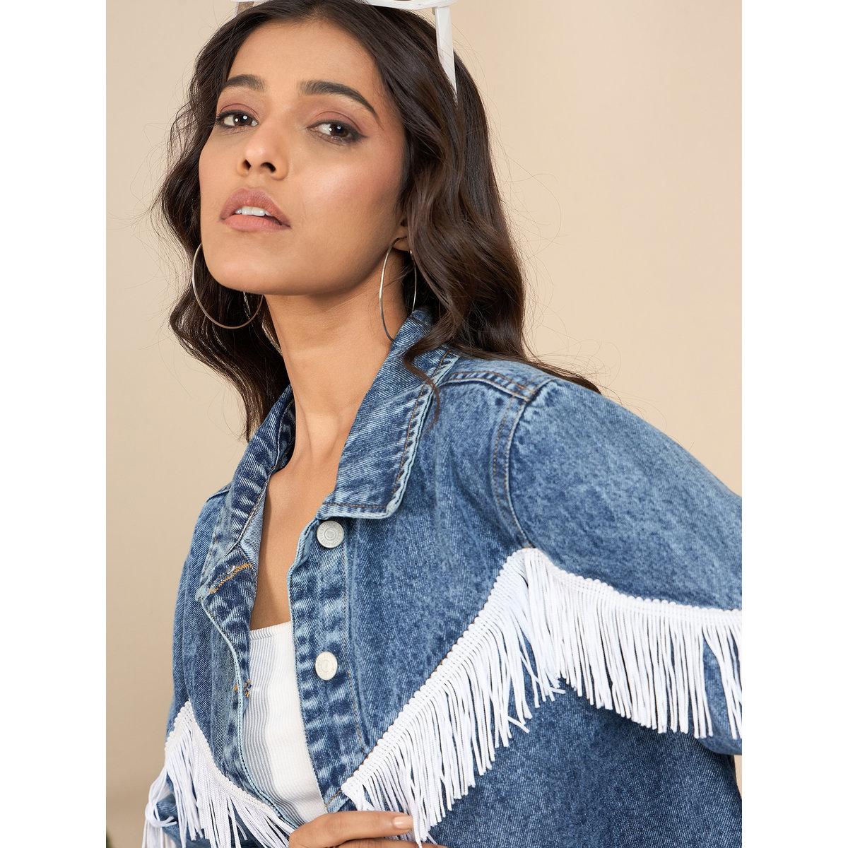 Stylestone X Styli Denim Buttoned Crop Jacket with Front Fringes-women-clothing-coatsandjackets-jackets-image-6