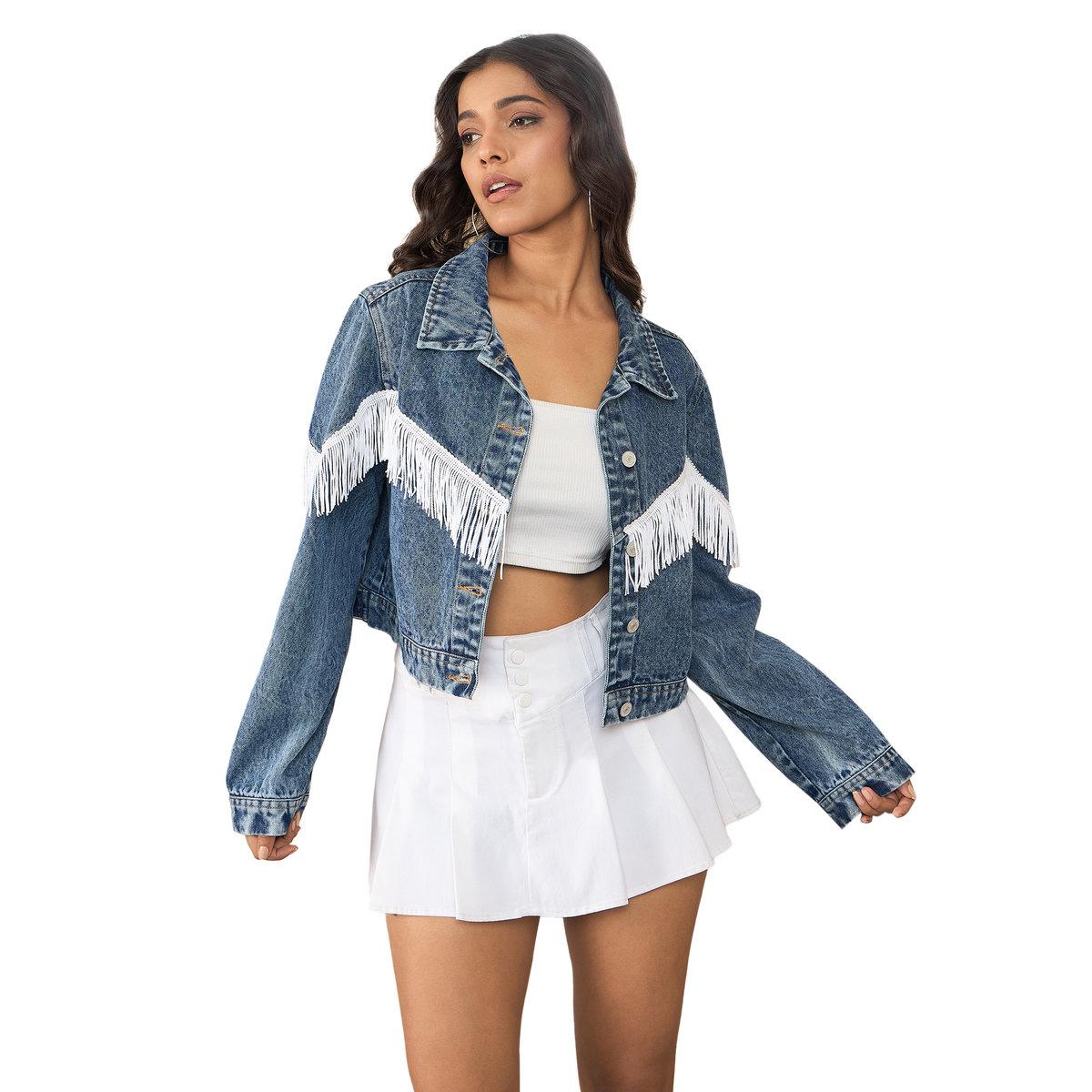 Stylestone X Styli Denim Buttoned Crop Jacket with Front Fringes-women-clothing-coatsandjackets-jackets-image-8