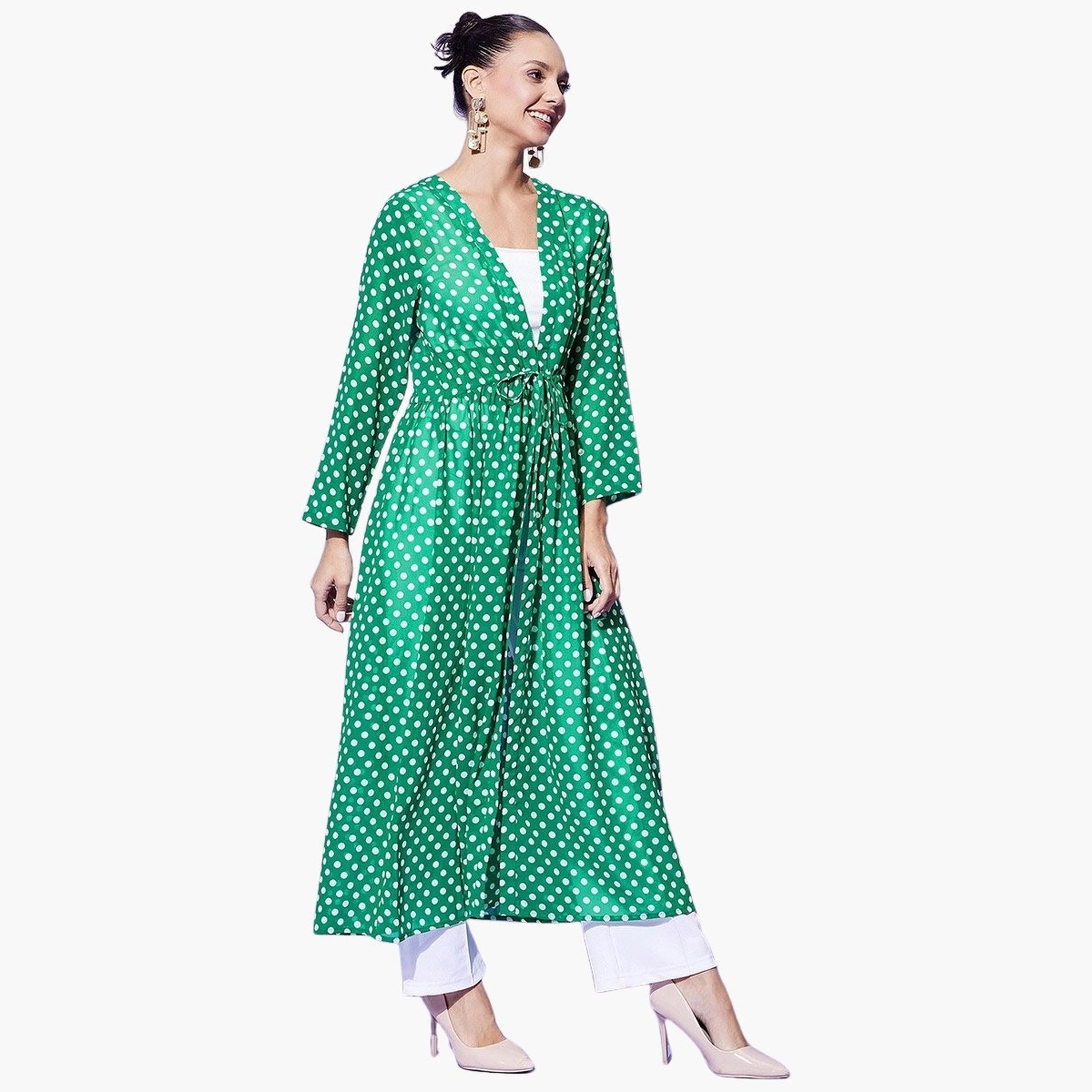 ستايل ستون × ستايلي - سترة قصيرة بأكمام طويلة وطبعة منقّطة خضراء-women-clothing-cardigansandjumpers-cardigans-image-5