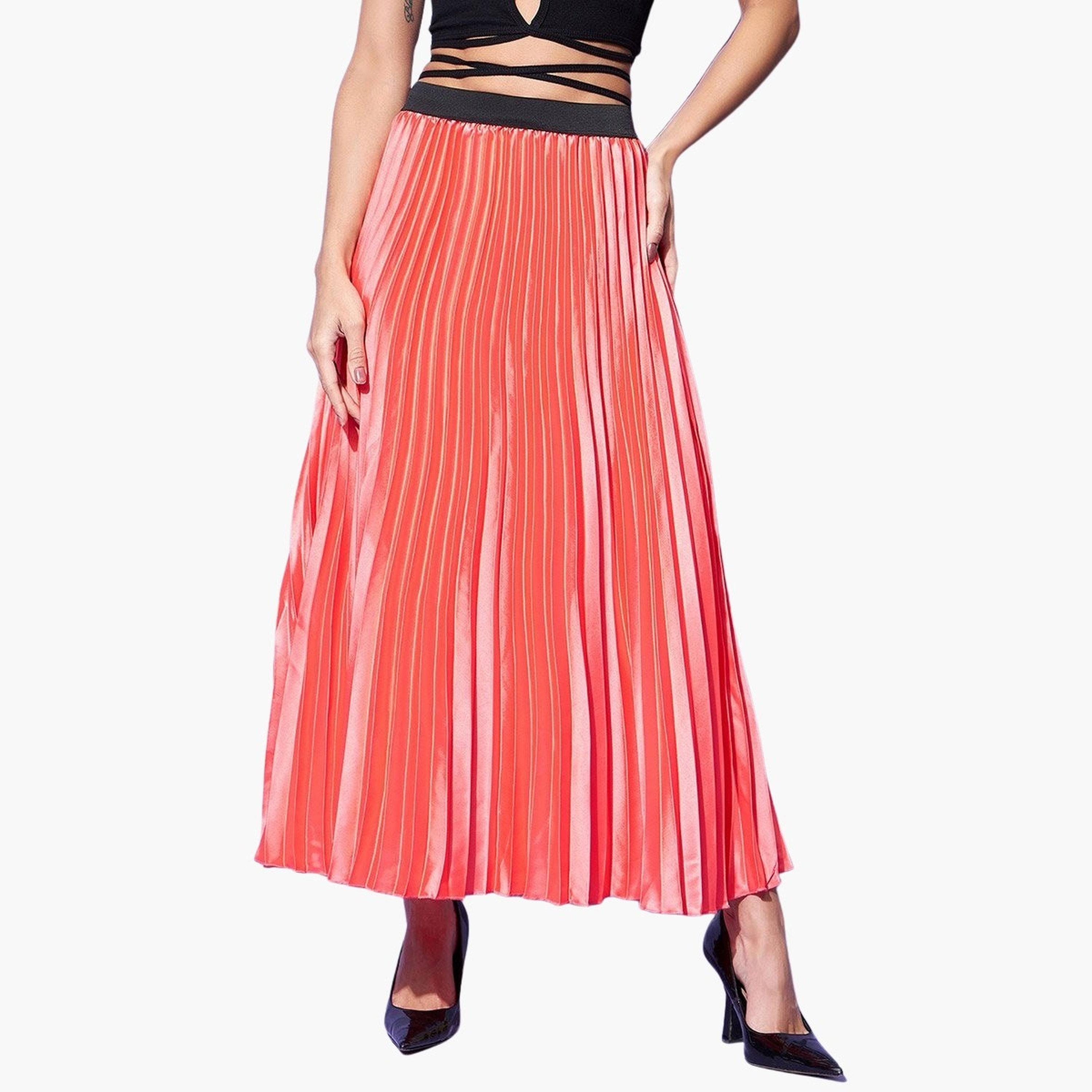 تنورة ميدي ساتان بتفاصيل كسرات-women-clothing-bottoms-skirts-image-1