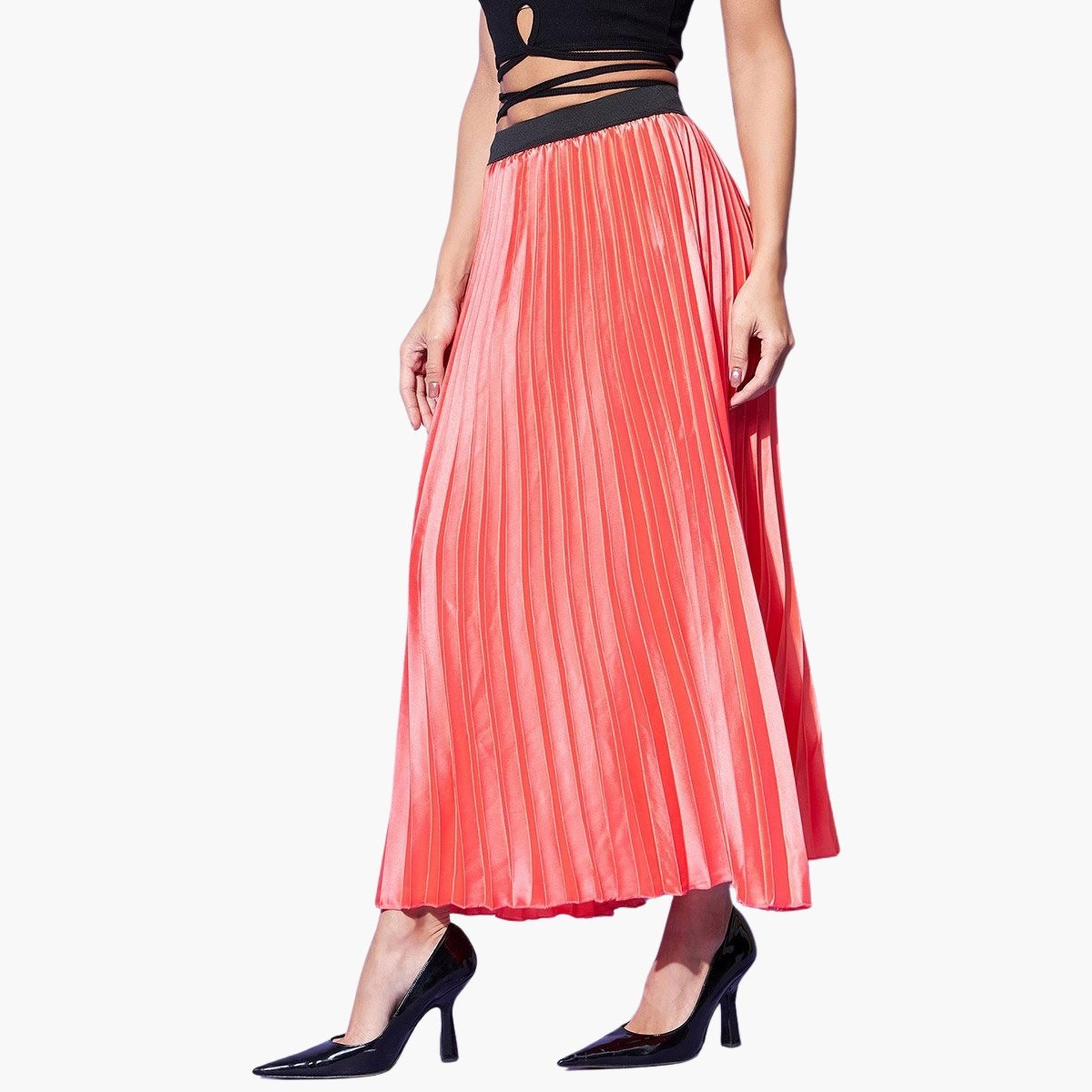 تنورة ميدي ساتان بتفاصيل كسرات-women-clothing-bottoms-skirts-image-4