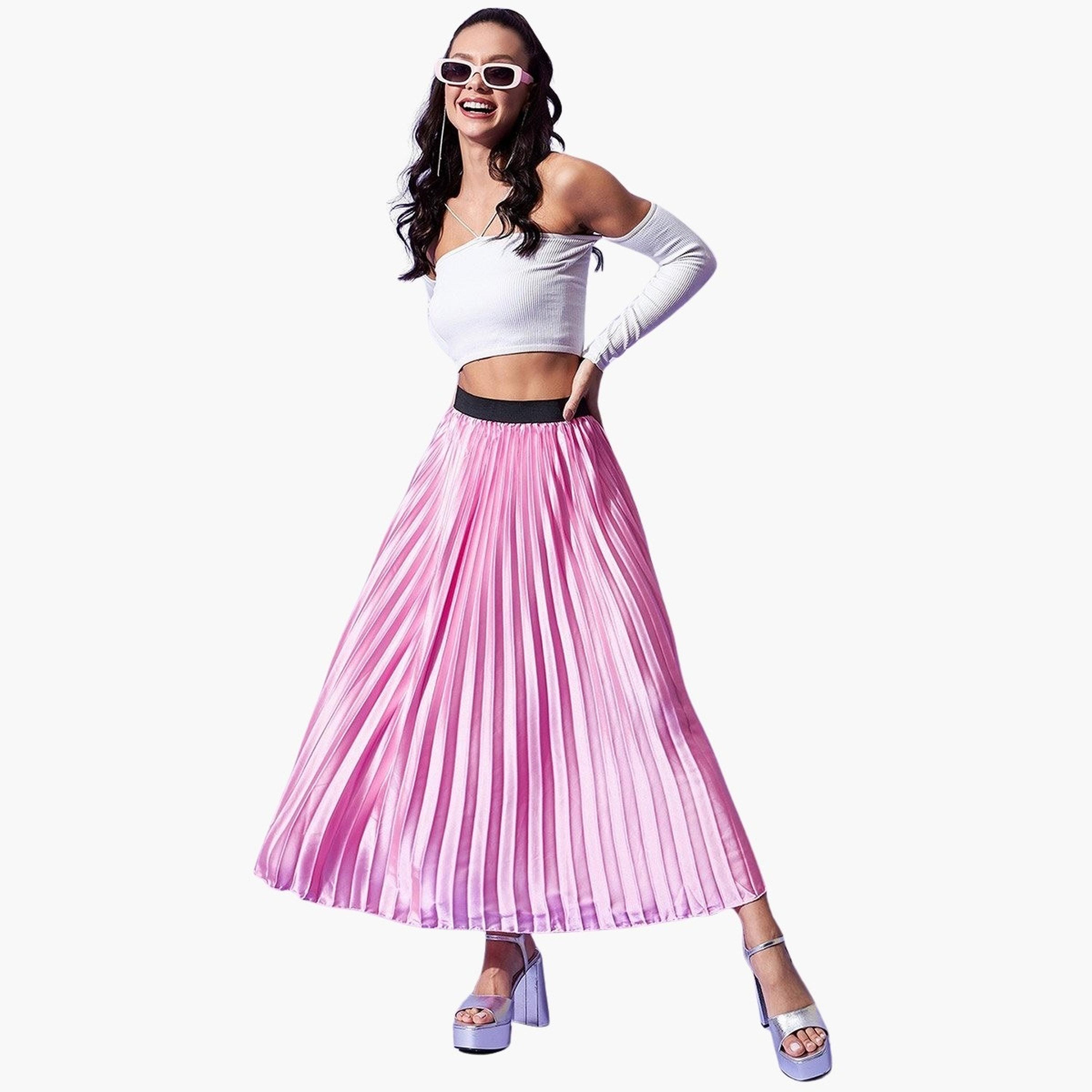 تنورة ميدي ساتان بتفاصيل كسرات-women-clothing-bottoms-skirts-image-3