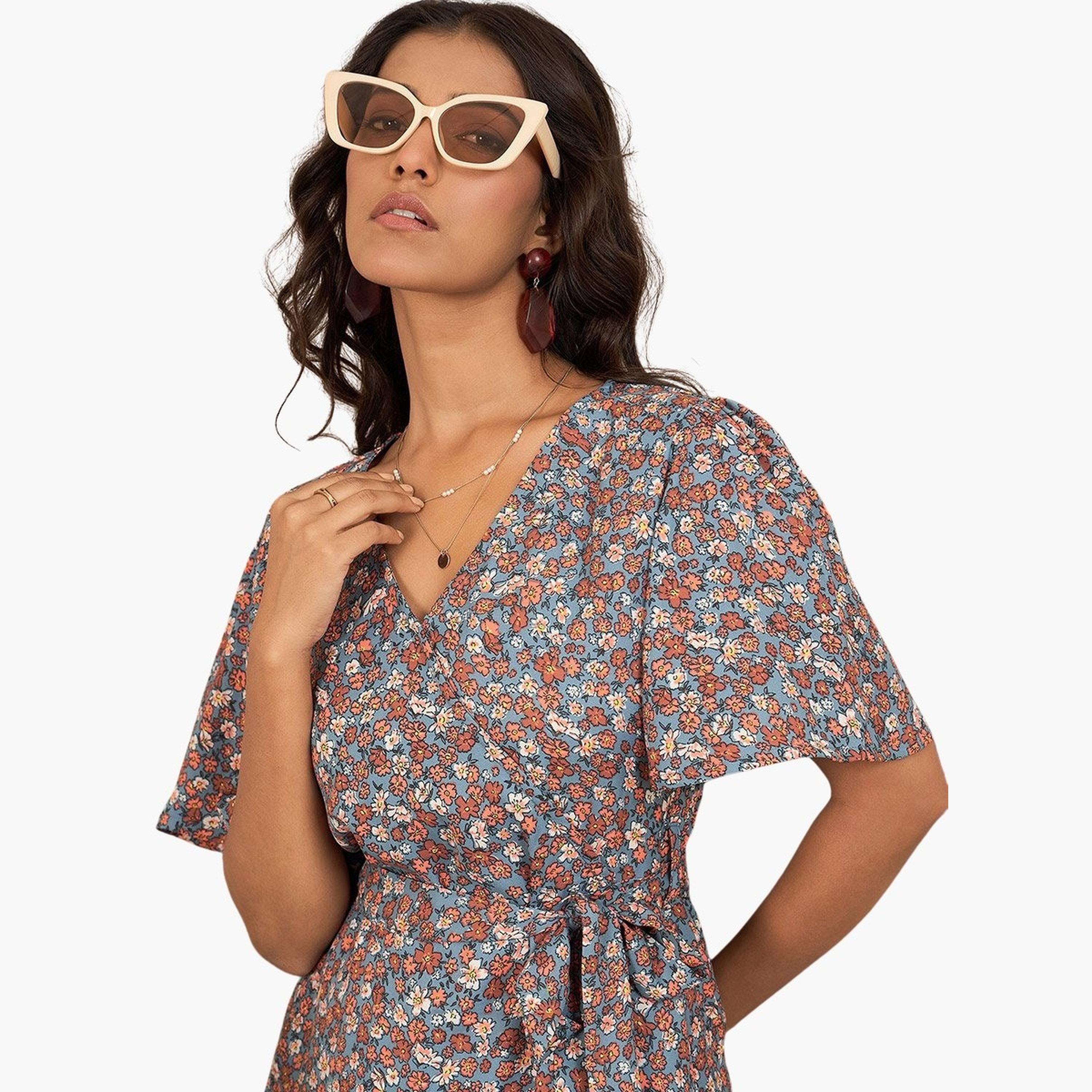 ستايل ستون × ستايلي - فستان مورّد طول للركبة، ملفوف ياقة على شكل حرف V-women-clothing-dresses-image-6