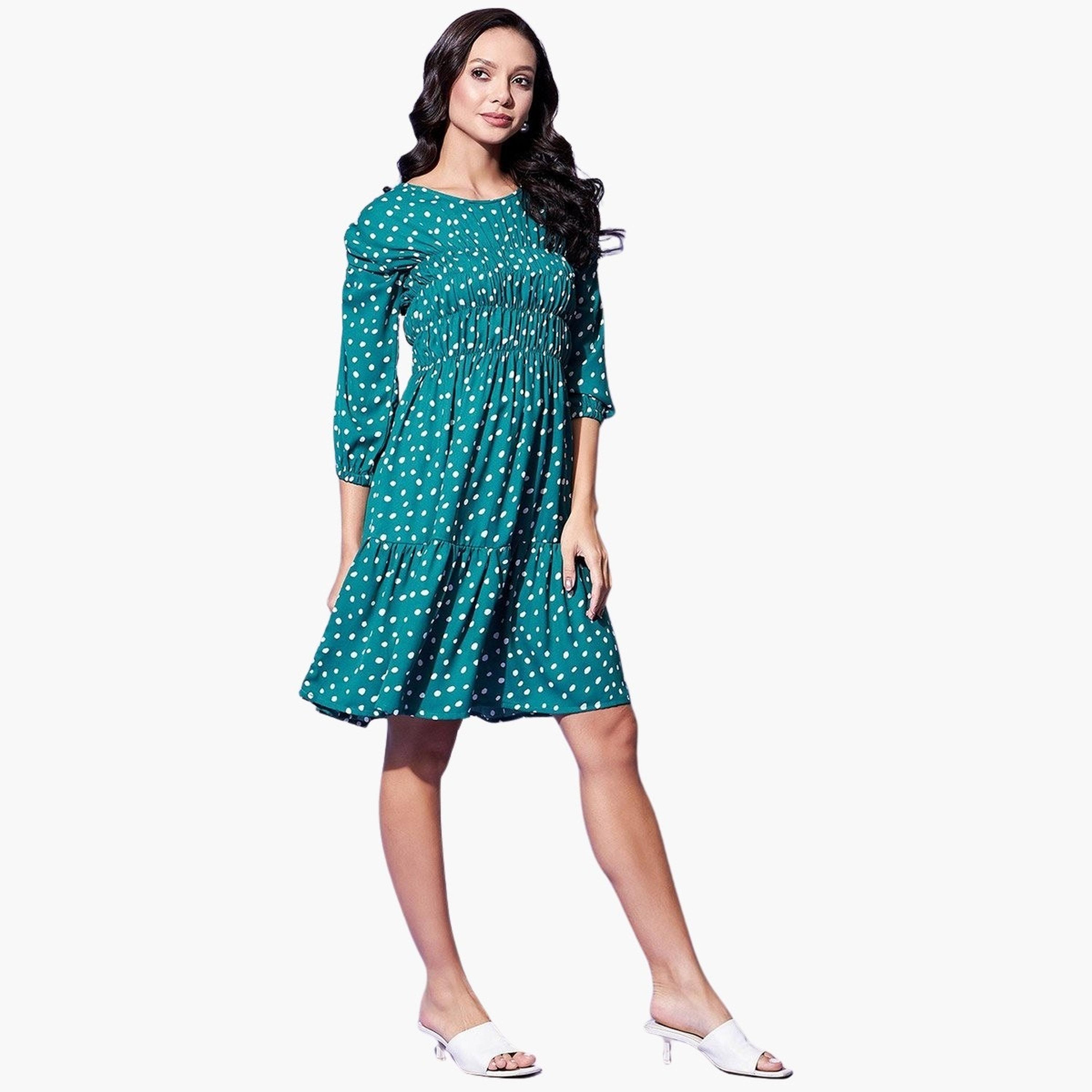 ستايل ستون × ستايلي - فستان طول للركبة منقط مزين بالتطريز-women-clothing-dresses-image-5